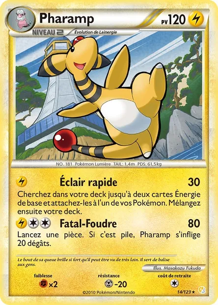 Pharamp, carte Pokémon HS 14 — extension HeartGold SoulSilver