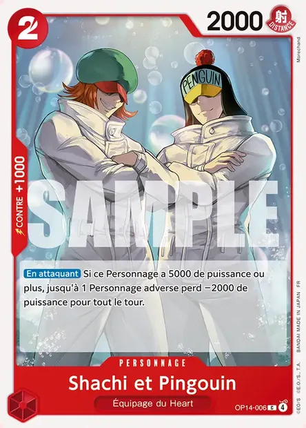 Shachi et Pingouin, carte One Piece OP14-006 — extension LES SEPT DE LA MER D'AZUR