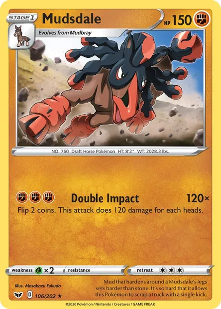 Mudsdale, Pokémon card SSH 106 — Sword & Shield set