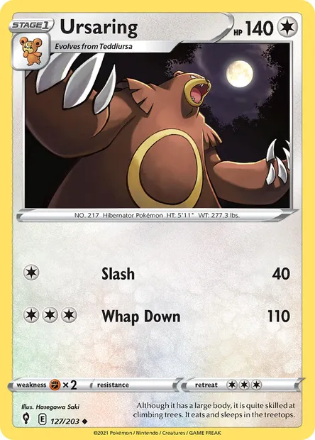 Ursaring, Pokémon card EVS 127 — Evolving Skies set