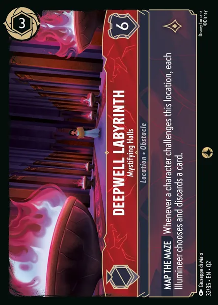 Deepwell Labyrinth - Mystifying Halls, Disney Lorcana card Q2-032 — Illumineer's Quest: Palace Heist set