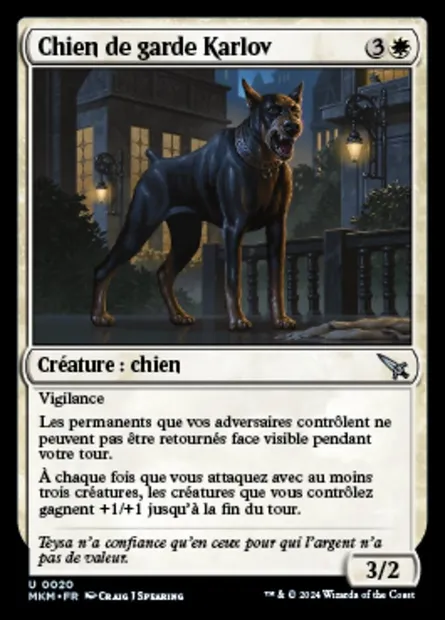 Chien de garde Karlov, carte Magic MKM 20 — extension Murders at Karlov Manor