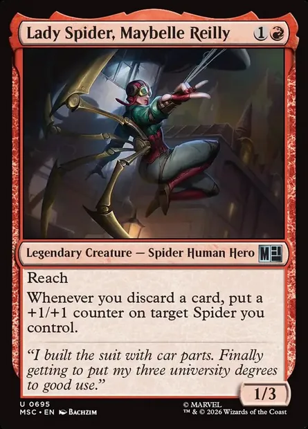 Lady Spider, Maybelle Reilly, Magic card MSC 695 — Marvel Super Heroes Commander set