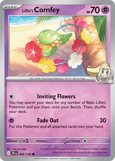 Lillie's Comfey, Pokémon card JTG 068 — Journey Together set