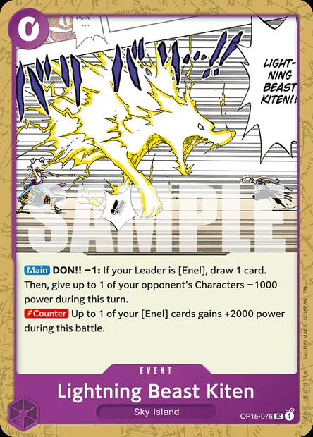 Lightning Beast Kiten, One Piece card OP15-076 — ADVENTURE ON KAMI’S ISLAND set