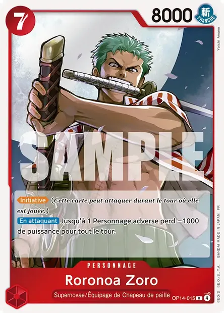 Roronoa Zoro, carte One Piece OP14-015 — extension LES SEPT DE LA MER D'AZUR