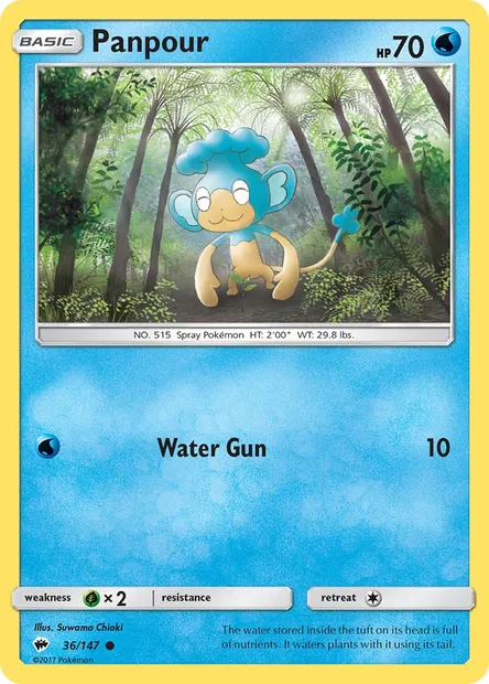 Panpour, Pokémon card BUS 36 — Burning Shadows set