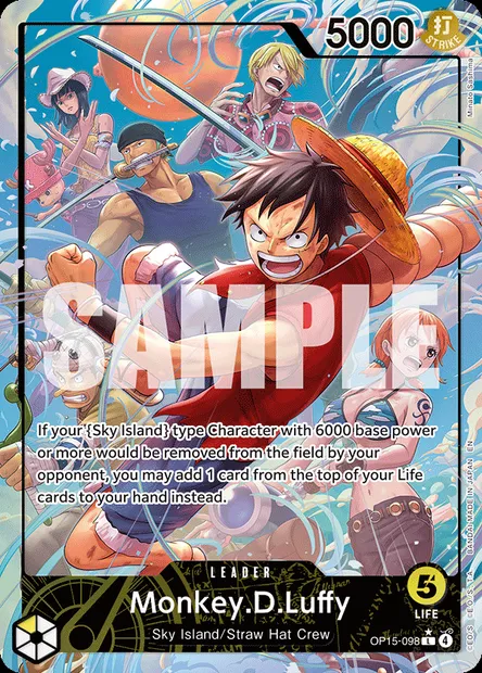 Monkey.D.Luffy, One Piece card OP15-098 — ADVENTURE ON KAMI’S ISLAND set