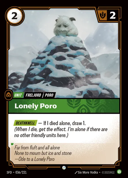 Lonely Poro, carte Riftbound SFD 036 — extension Spiritforged