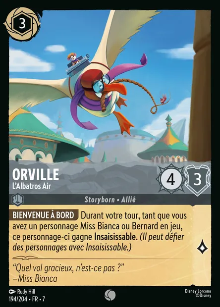 Orville - L'Albatros Air, carte Disney Lorcana CH7-194 — extension L'île d'Archazia