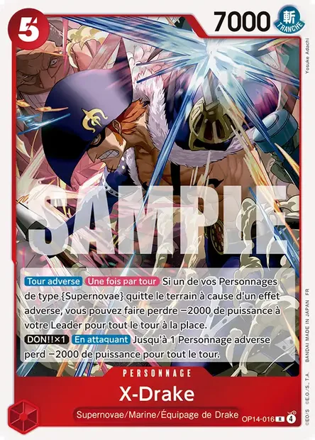 X-Drake, carte One Piece OP14-016 — extension LES SEPT DE LA MER D'AZUR