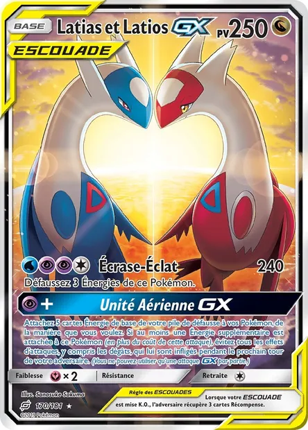 Latias et Latios GX, carte Pokémon TEU 170 — extension Duo de Choc
