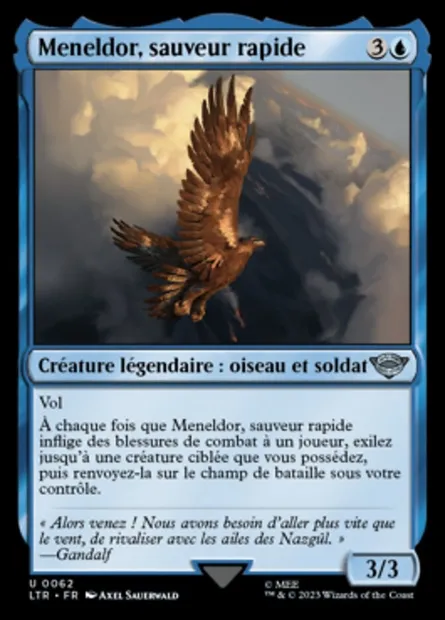 Meneldor, sauveur rapide, carte Magic LTR 62 — extension Le Seigneur des Anneaux : chroniques de la Terre du Milieu