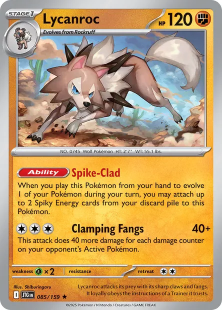 Lycanroc, Pokémon card JTG 085 — Journey Together set