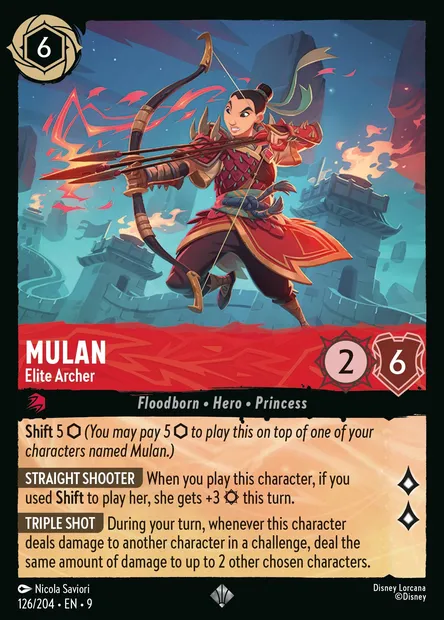 Mulan - Elite Archer, Disney Lorcana card CH9-126 — Fabled set