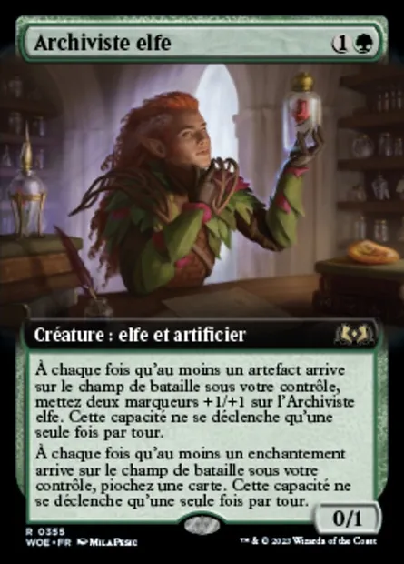 Archiviste elfe, carte Magic WOE 355 — extension Wilds of Eldraine