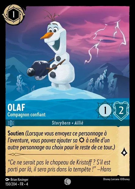 Olaf - Compagnon confiant, carte Disney Lorcana CH4-150 — extension Le Retour d'Ursula