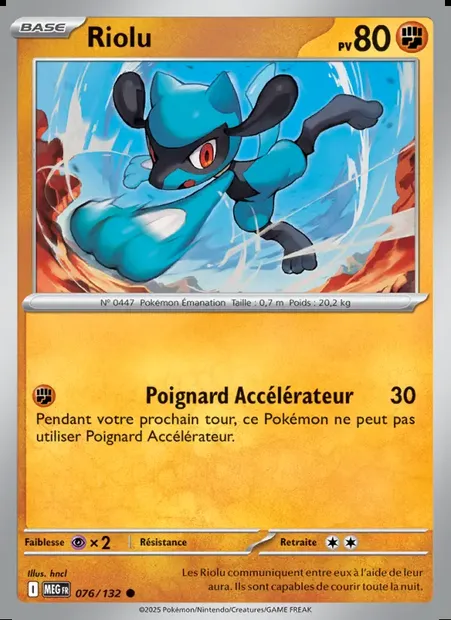Riolu, carte Pokémon MEG 076 — extension Méga-Évolution