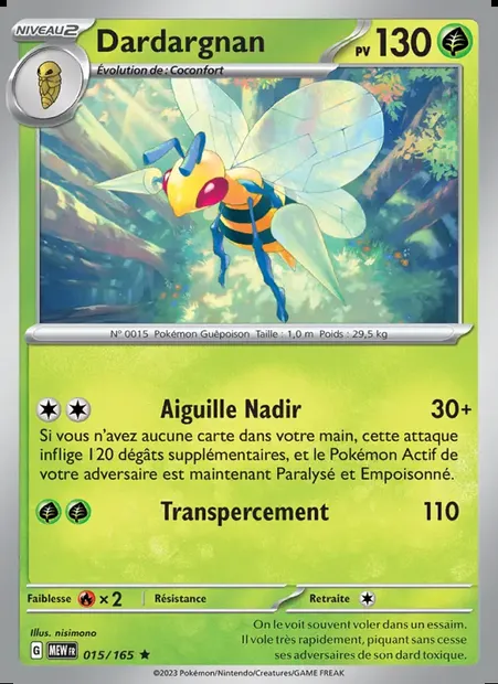 Dardargnan, carte Pokémon MEW 015 — extension 151