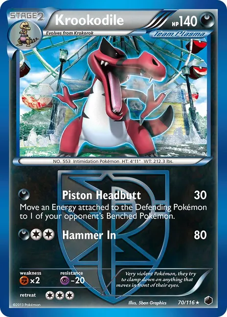 Krookodile, Pokémon card PLF 70 — Plasma Freeze set
