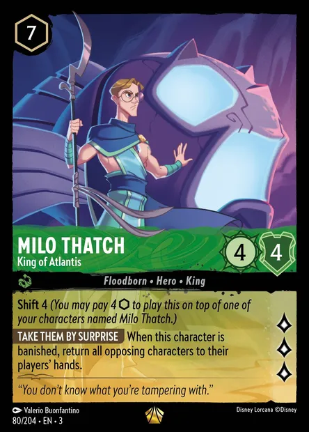 Milo Thatch - King of Atlantis, Disney Lorcana card CH3-080 — Into the Inklands set