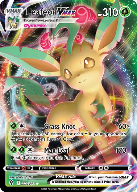 Leafeon VMAX, Pokémon card EVS 8 — Evolving Skies set