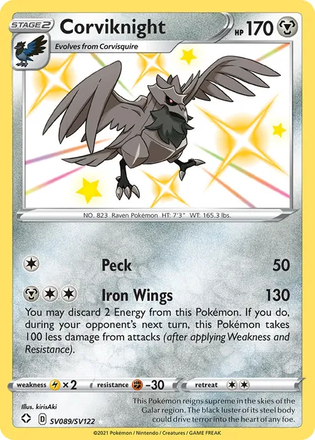 Corviknight, Pokémon card SHF SV089 — Shining Fates set