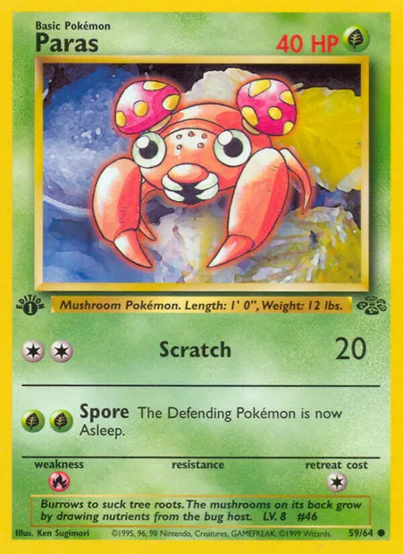 Paras, Pokémon card JU 59 — Jungle set
