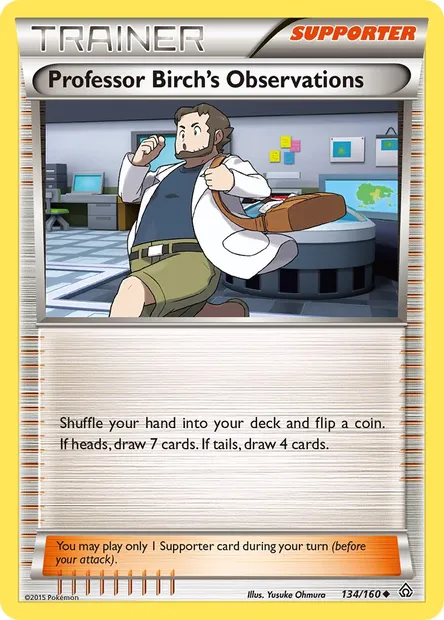Professor Birch's Observations, Pokémon card PRC 134 — Primal Clash set
