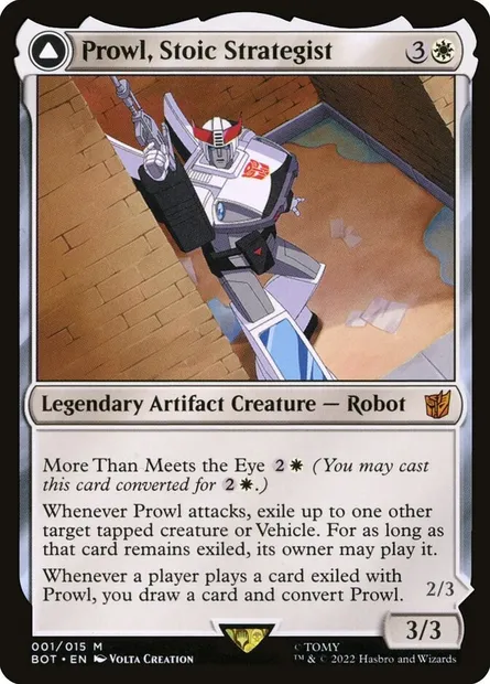 Prowl, Stoic Strategist // Prowl, Pursuit Vehicle, Magic card BOT 1 — Transformers set