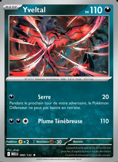 Yveltal, carte Pokémon MEG 088 — extension Méga-Évolution