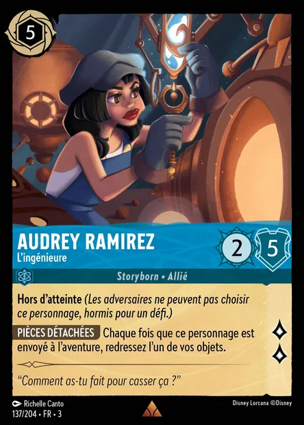 Audrey Ramirez - L'ingénieure, carte Disney Lorcana CH3-137 — extension Les Terres d'Encres