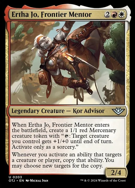 Ertha Jo, Frontier Mentor, Magic card OTJ 203 — Outlaws of Thunder Junction set