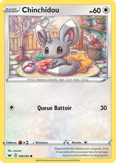 Chinchidou, carte Pokémon SSH 146 — extension Épée et Bouclier