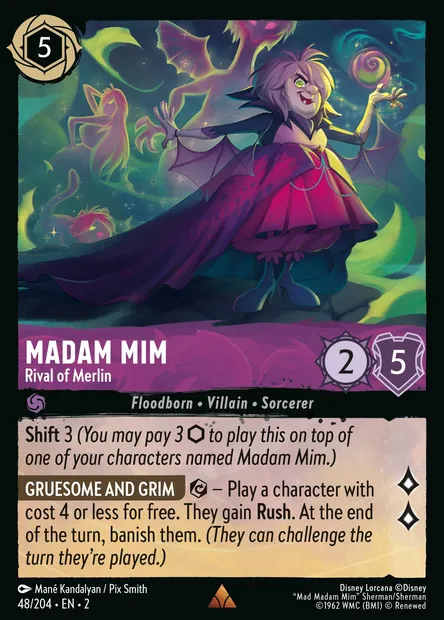 Madam Mim - Rival of Merlin, Disney Lorcana card CH2-048 — Rise of the Floodborn set