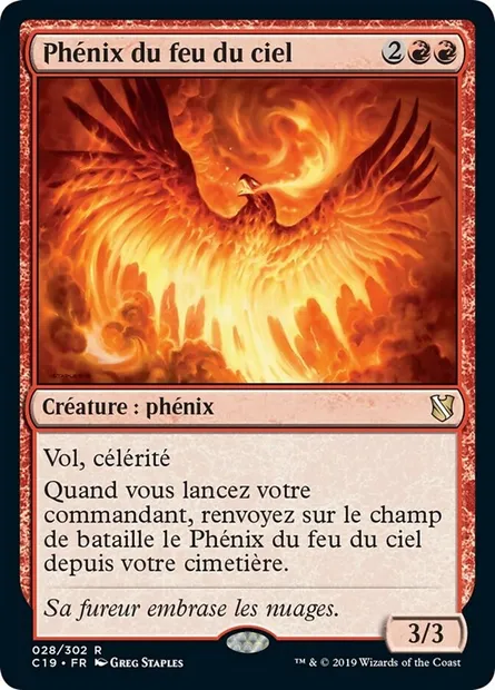 Phénix du feu du ciel, carte Magic C19 28 — extension Commander 2019