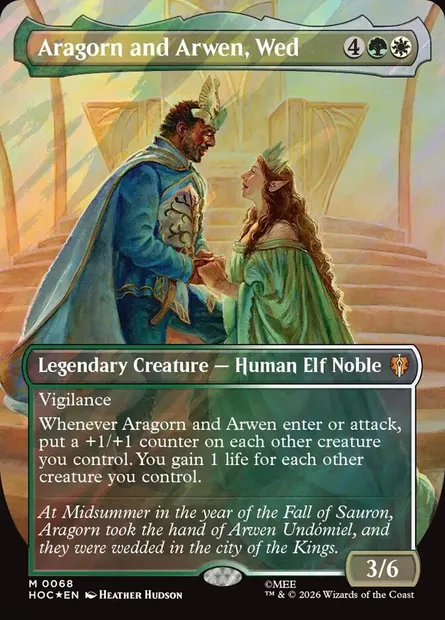 Aragorn et Arwen, époux, carte Magic HOC 68 — extension The Hobbit Eternal