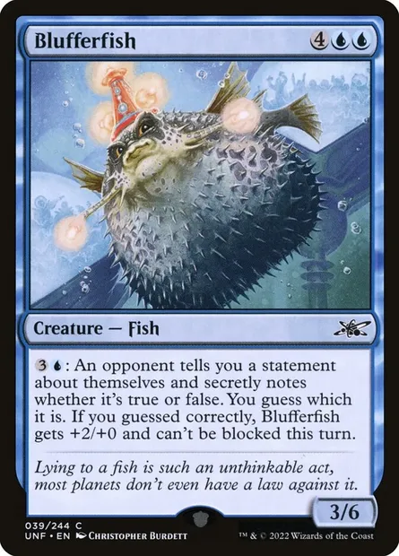 Blufferfish, carte Magic UNF 39 — extension Unfinity