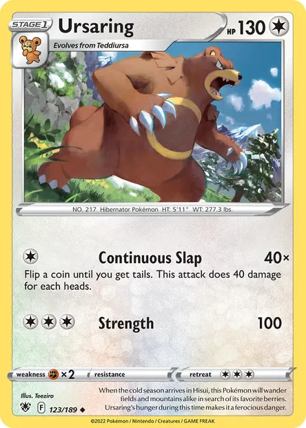 Ursaring, Pokémon card ASR 123 — Astral Radiance set