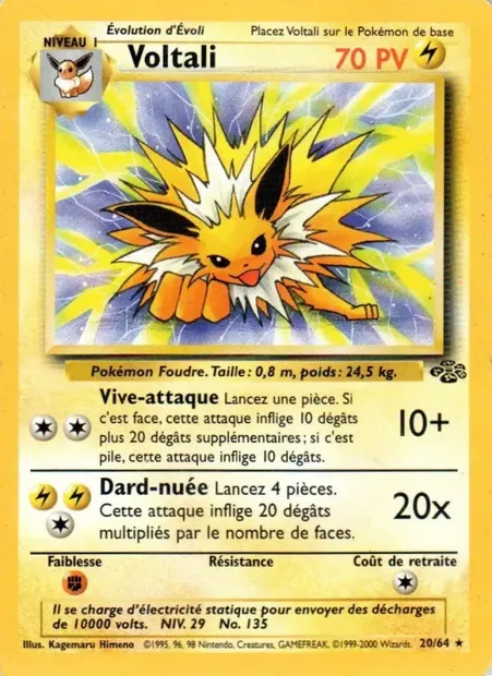 Voltali, carte Pokémon JU 20 — extension Jungle