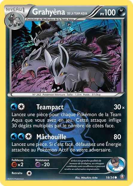Grahyèna de la Team Aqua, carte Pokémon DCR 18 — extension Double Danger