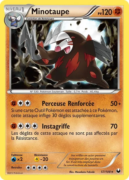 Minotaupe, carte Pokémon DEX 57 — extension Explorateurs Obscurs