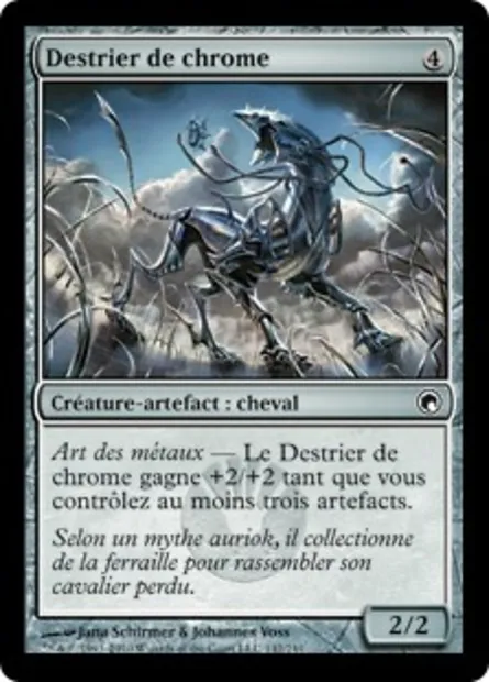 Destrier de chrome, carte Magic SOM 142 — extension Cicatrices de Mirrodin