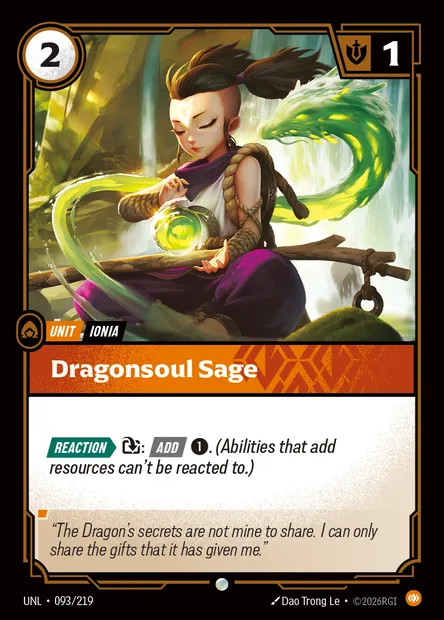 Dragonsoul Sage, carte Riftbound UNL 093 — extension Unleashed