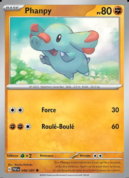 Phanpy, carte Pokémon PAF 048 — extension Destinées de Paldea
