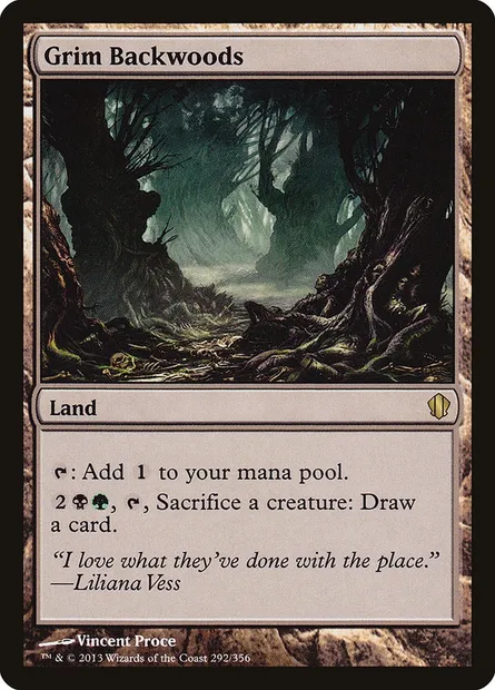 Grim Backwoods, Magic card C13 292 — Commander 2013 set