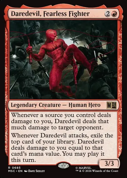 Daredevil, Fearless Fighter, Magic card MSC 685 — Marvel Super Heroes Commander set