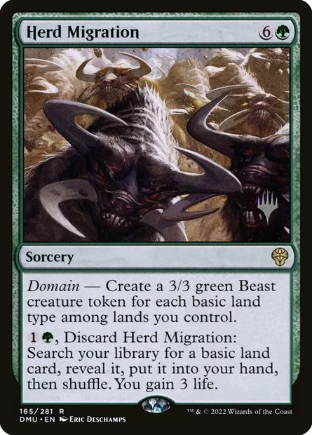 Migration de troupeau, carte Magic PDMU 165p — extension Dominaria United Promos
