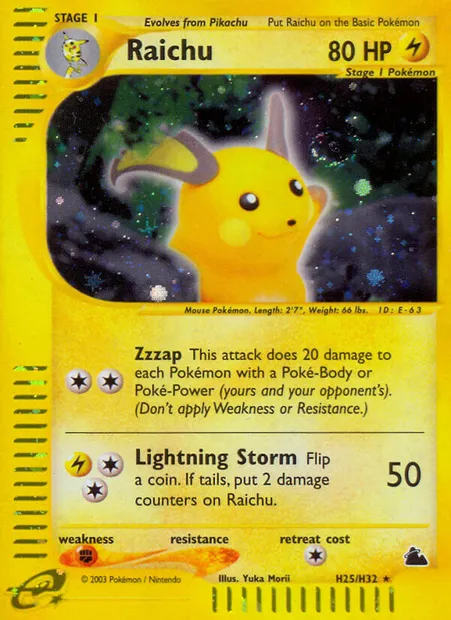 Raichu, Pokémon card SK H25 — Skyridge set