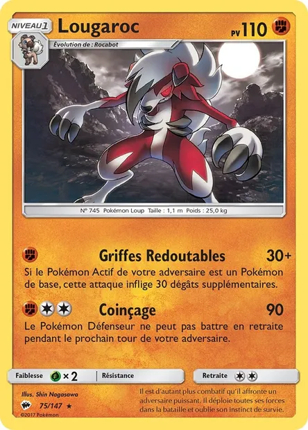 Lougaroc, carte Pokémon BUS 75 — extension Ombres Ardentes